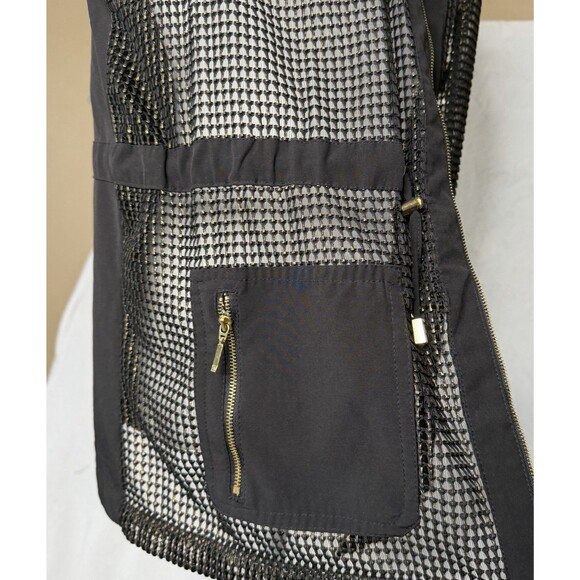 Chico's Zenergy Neema Mesh Foil Front Vest 2 Large 12 Gold Black Full Zip Cinch - Picture 10 of 16